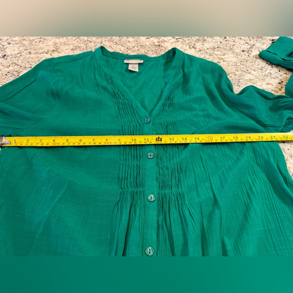 Catherines Green Button-Down Blouse - image 5